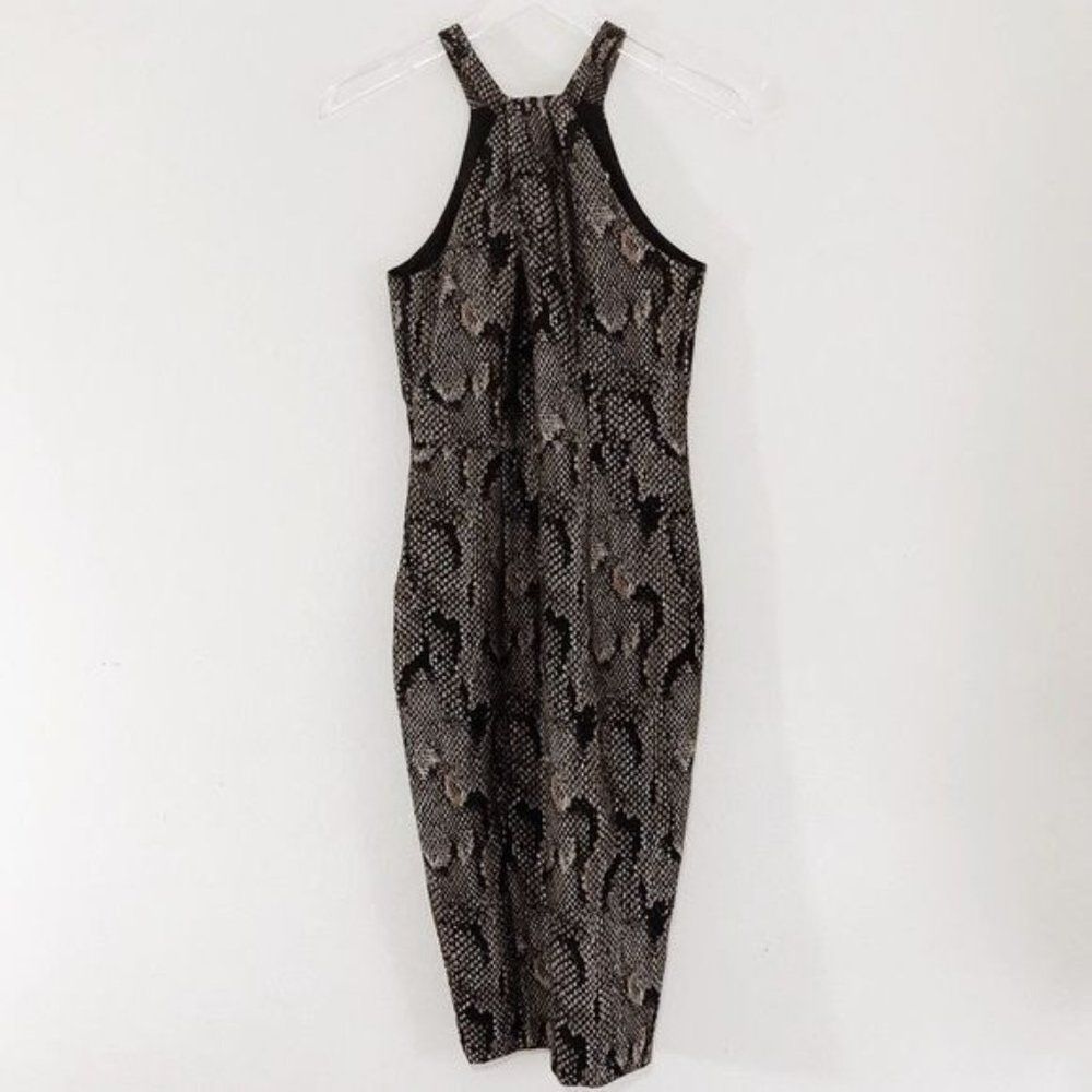 H&M Exclusive Textured Brocade Snakeskin Print Halter Neck Midi Dress Size 4